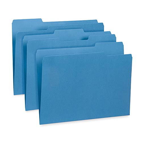 Modern File Folder, 1/3 Cut Tab, Letter Size, Blue, Essentials