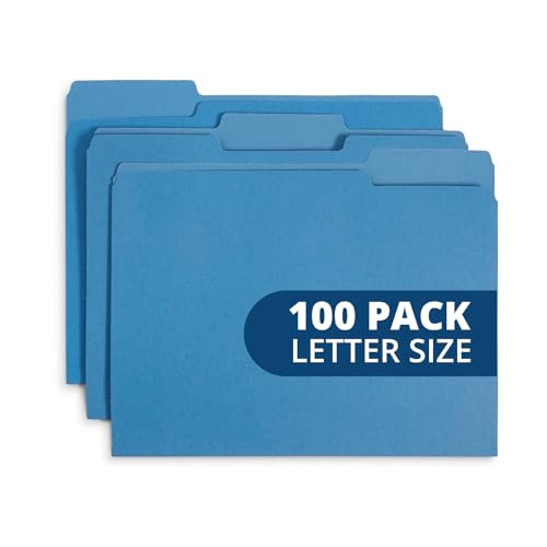 Modern File Folder, 1/3 Cut Tab, Letter Size, Blue, Essentials