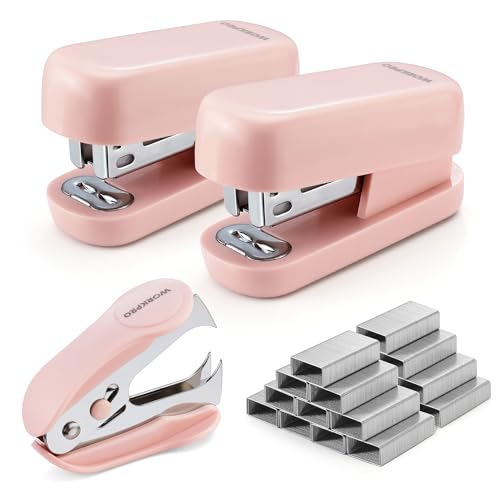 upgraded WORKPRO Mini Stapler with Staples, Pink Stapler Essentials