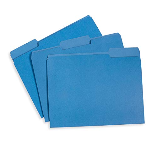 Modern File Folder, 1/3 Cut Tab, Letter Size, Blue, Essentials