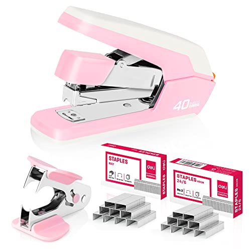 Eco-Friendly Deli Effortless Desktop Stapler, Heavy Duty Stapler, 40-50 Kit