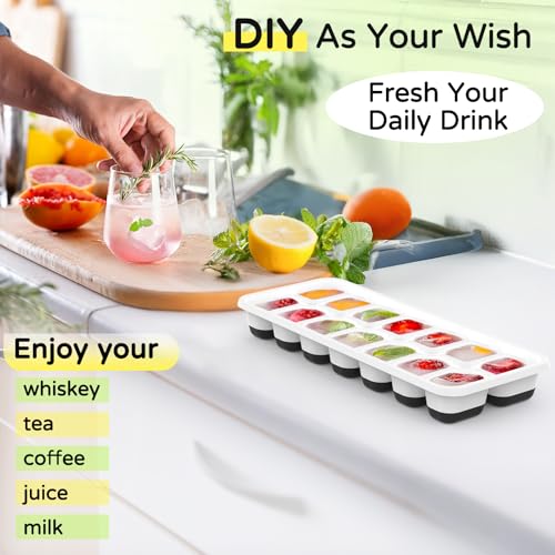 Modern Ice Cube Tray 5 Pack, Stackable Silicone
