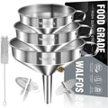 Classic Stainless Steel Funnel, Walfos 3 Pack Kitchen Funnel with Kit